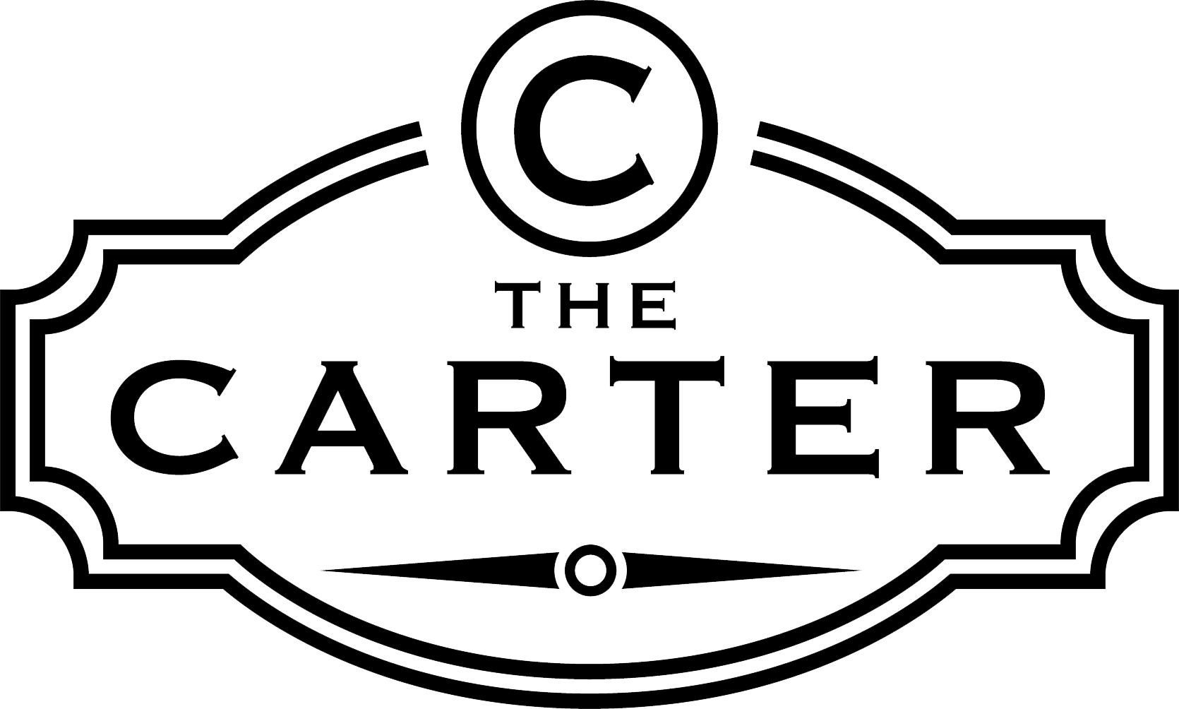 A black and white logo with the text "The Carter".